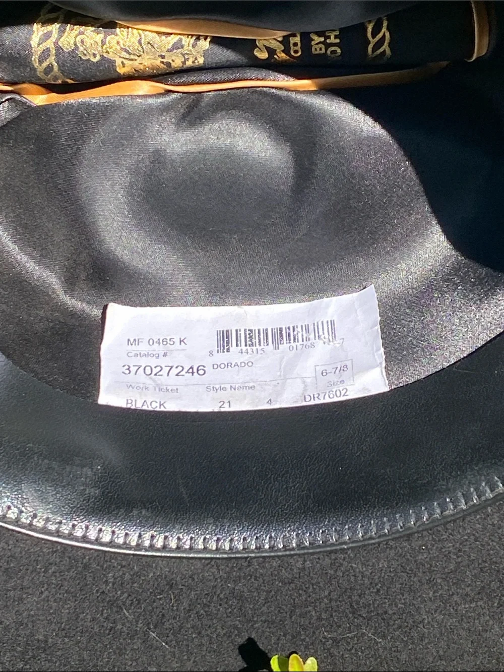 Larry Mahan 4X Classic Black Felt Cowboy Hat with gold buckle hatband